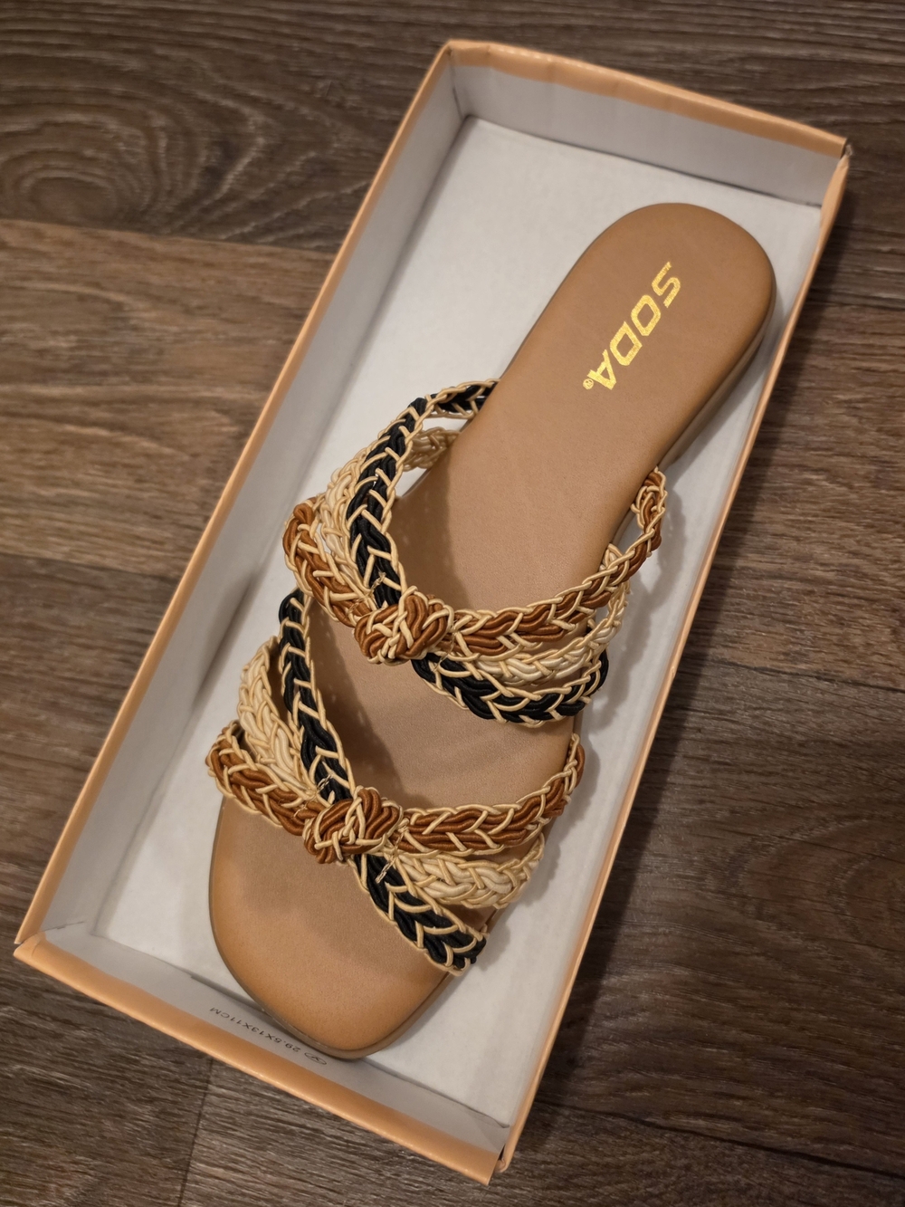 SODA Tan Braided Slide Sandal - Women's
